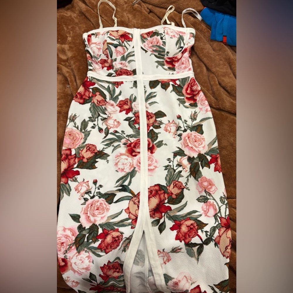 Material Girl Floral Dress - White and Red
